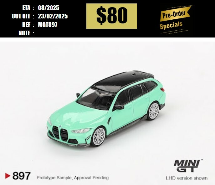 PO-$80  * MINI GT * 1:64 #897 BMW M3 M Performance Touring Mint Green RHD [OD16/02]