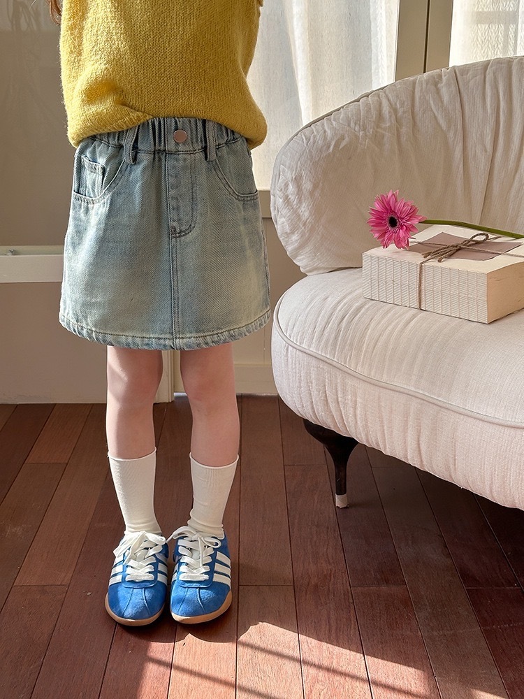 復古刷白牛仔裙