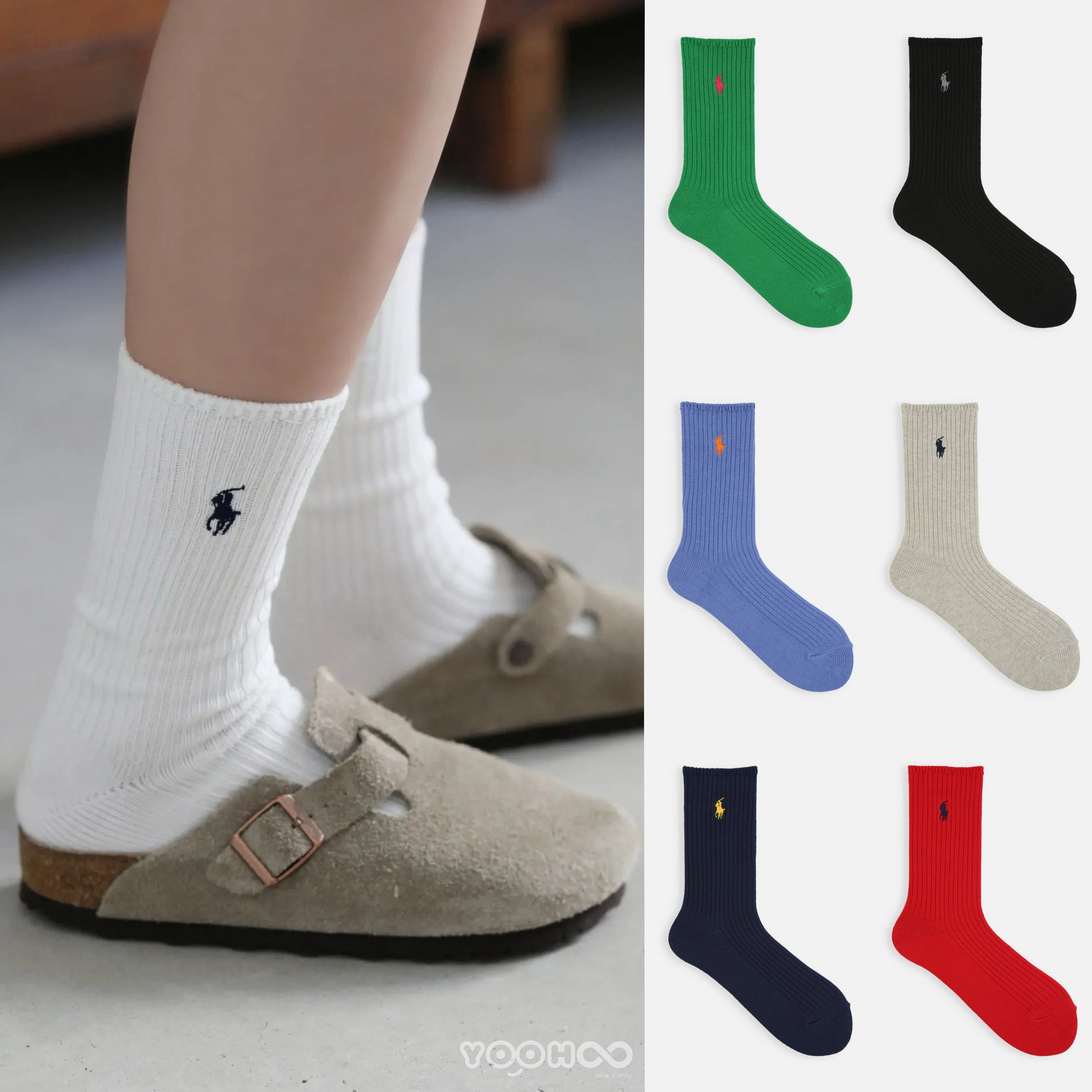 預購┃男女款 日本製 POLO RALPH LAUREN 別注款 羅紋 刺繡LOGO 長襪