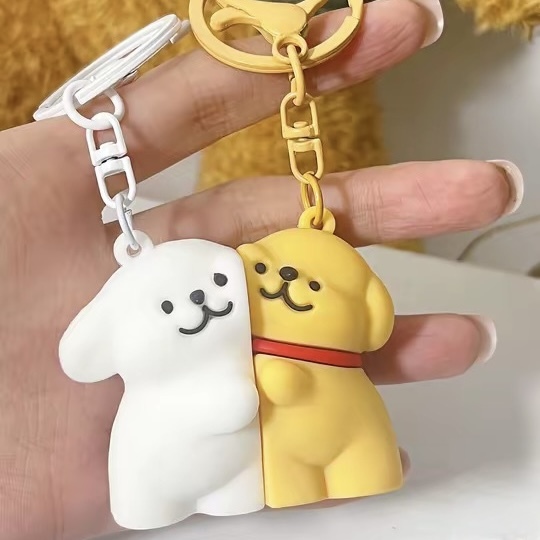 代購 小狗貼貼 鑰匙圈 吊飾 磁吸 可分開 小黃狗 小白狗 兩隻一組 /預購