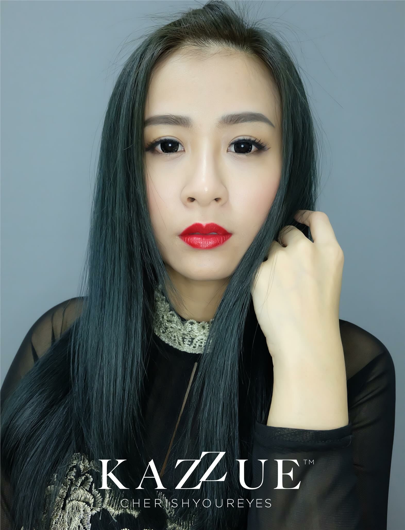 Kazzue Premier 3 Months Disposable Color Contact lens Dia 15mm 0.00 to -8.00DS (Black)