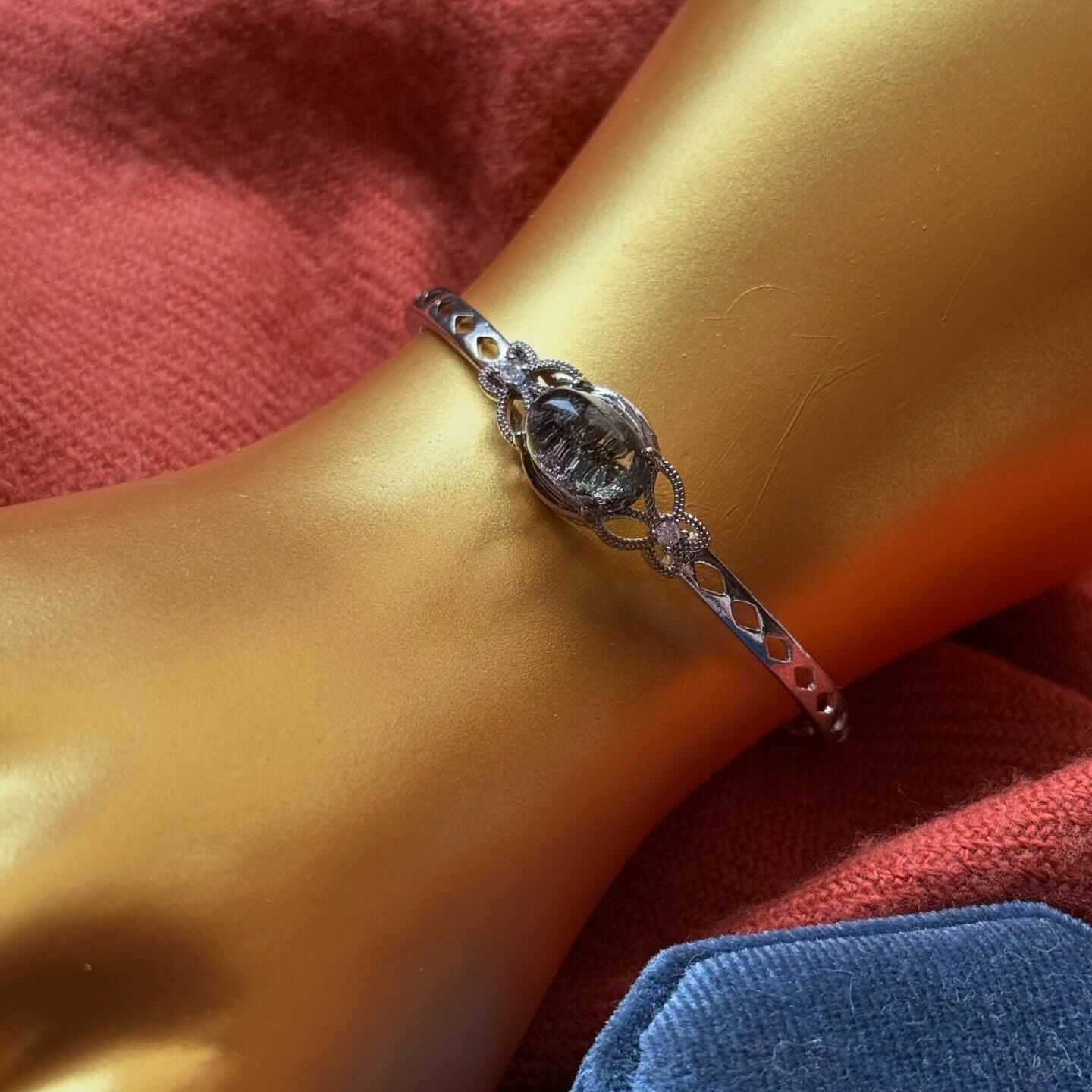 [原石] 幽靈水晶 銅手鐲 金屬手鐲