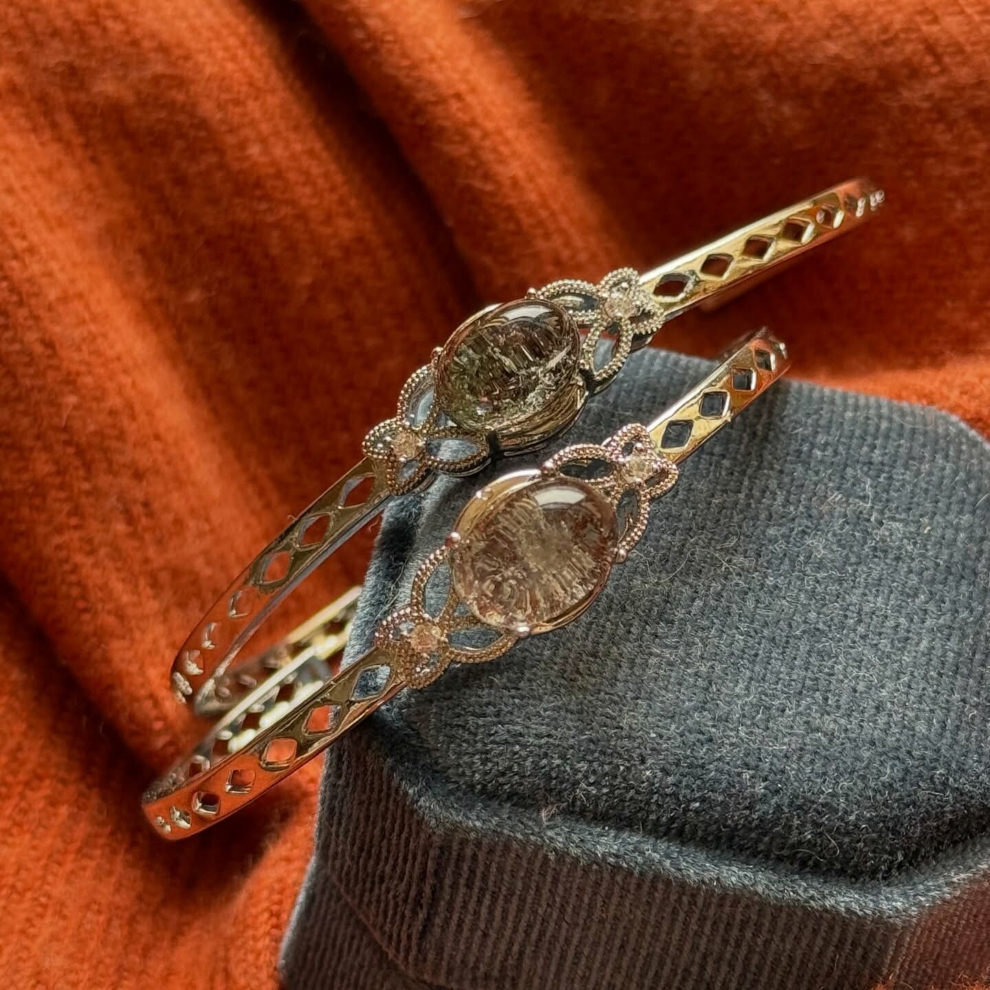 [原石] 幽靈水晶 銅手鐲 金屬手鐲