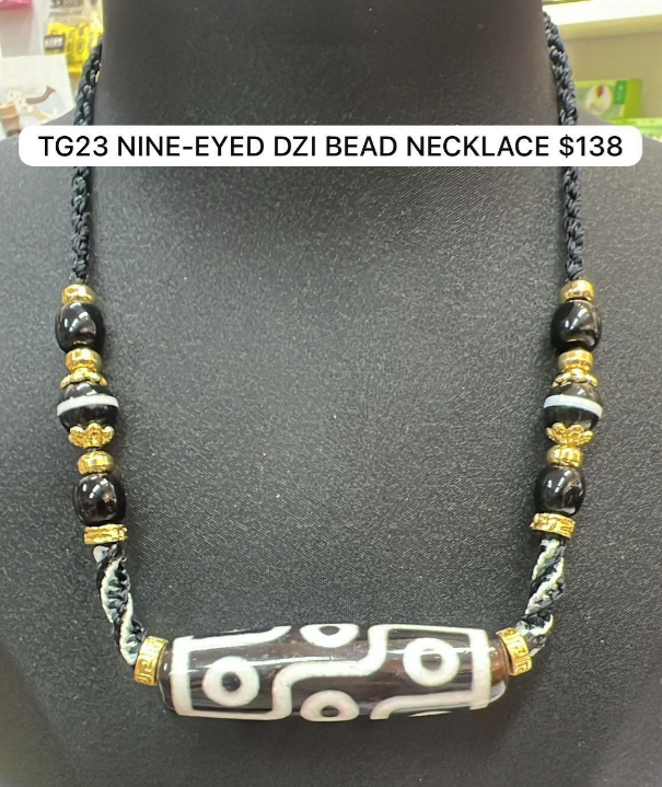1 TG23 NINE-EYED DZI BEAD NECKLACE