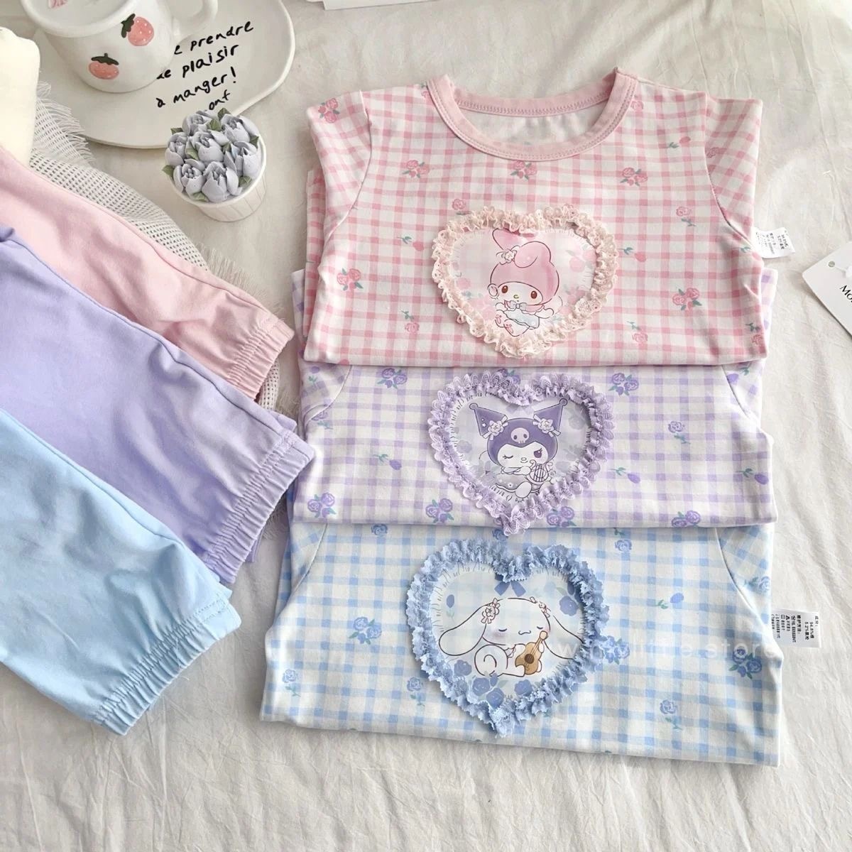 卡通立體心女孩長袖家居服