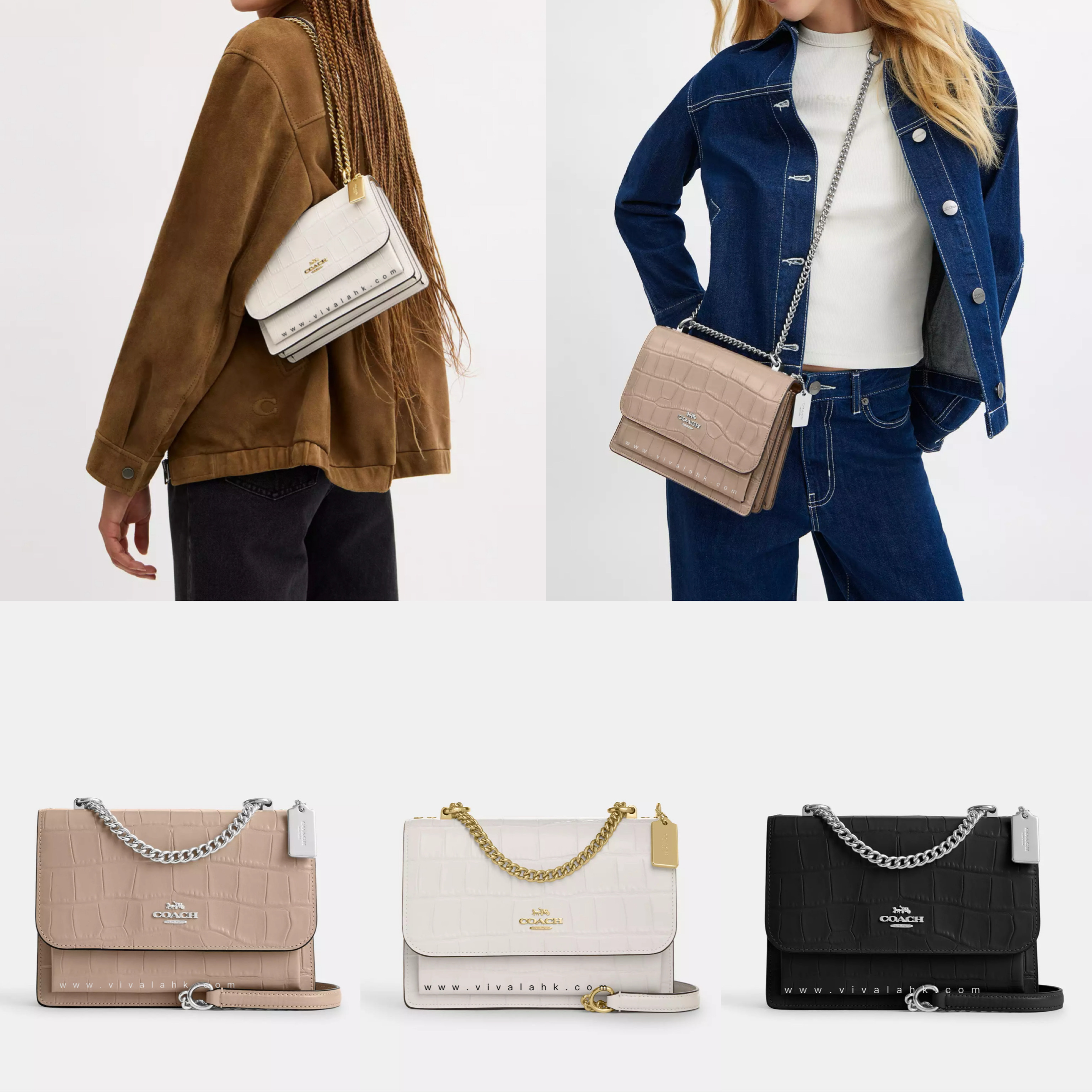 Coach - Klare 單肩/斜孭多用袋 (鱷魚壓紋牛皮) (CC840)