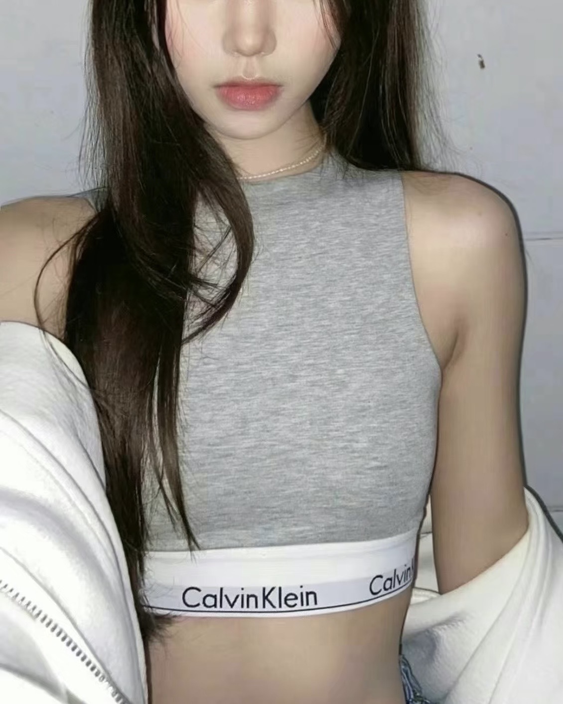 【現貨】Calvin Klein CK Modern Cotton 無襯墊 露背 短版 削肩 背心 黑 灰
