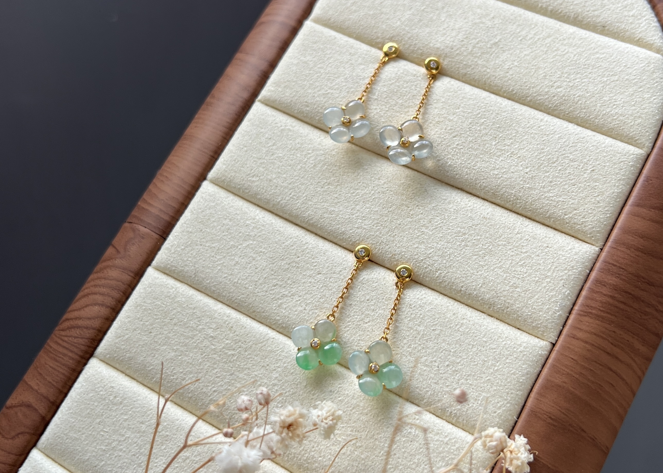 方圓設計系列-小花墜式耳環18K