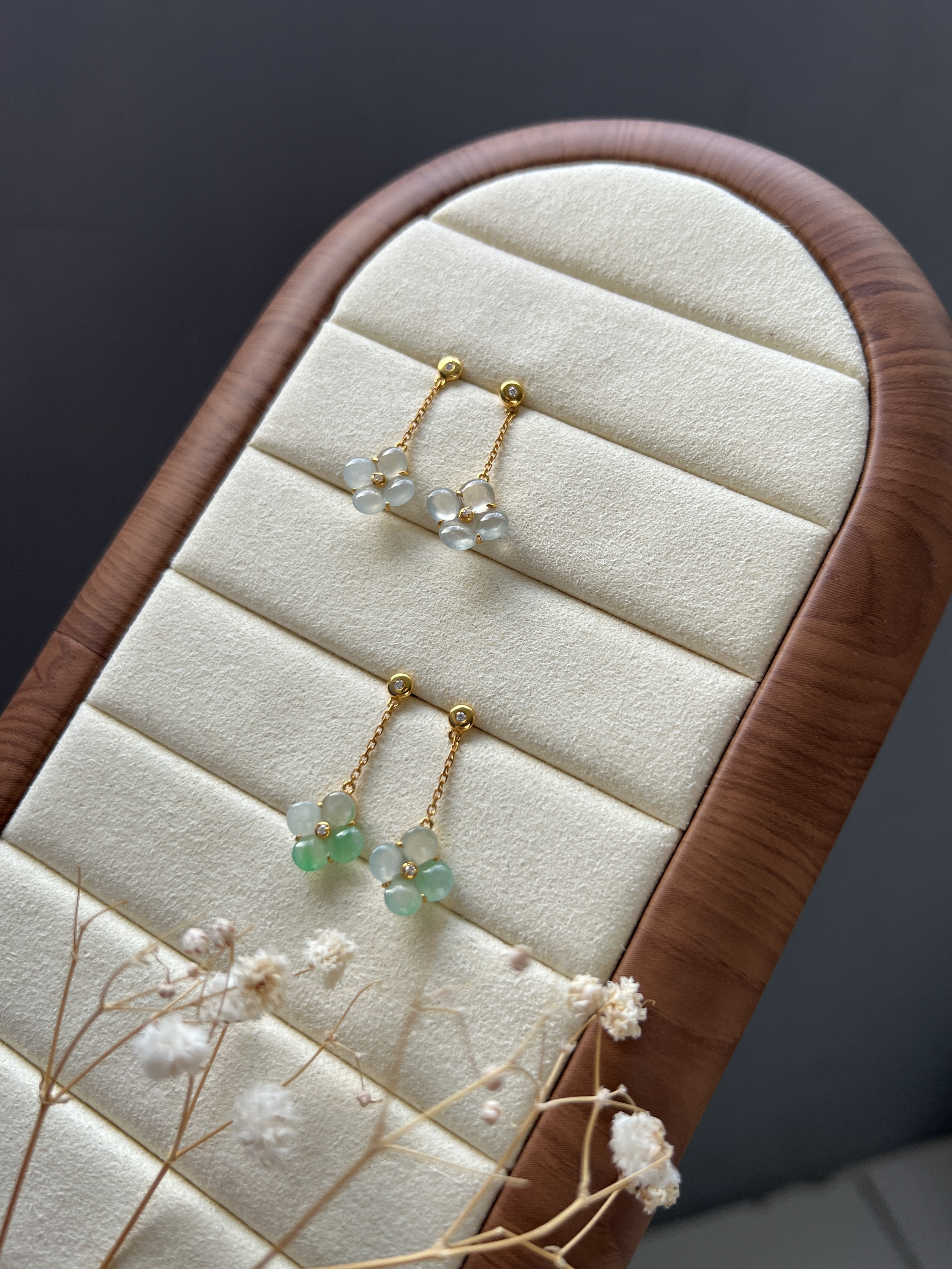 方圓設計系列-小花墜式耳環18K