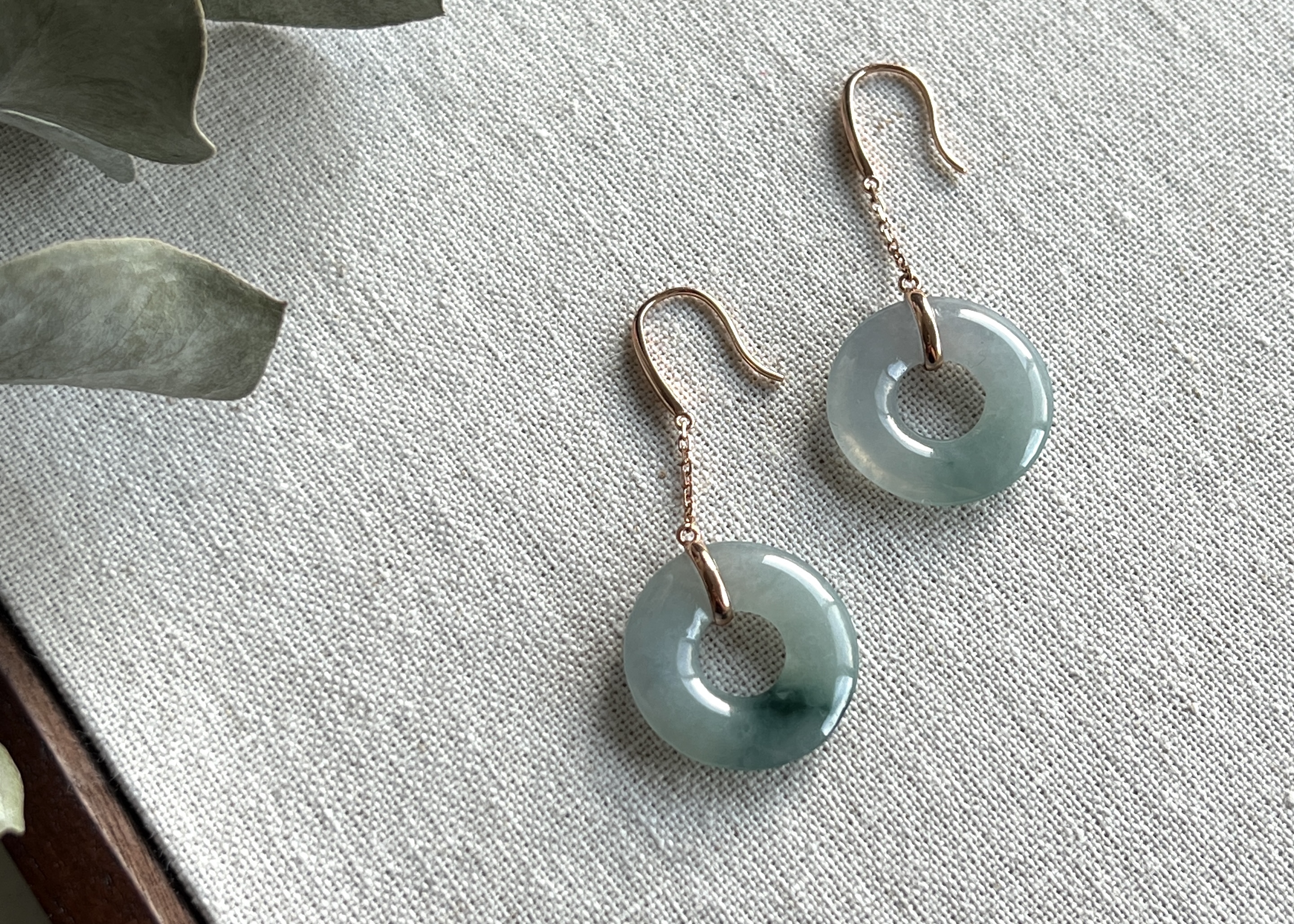 藍花甜甜圈耳飾18K