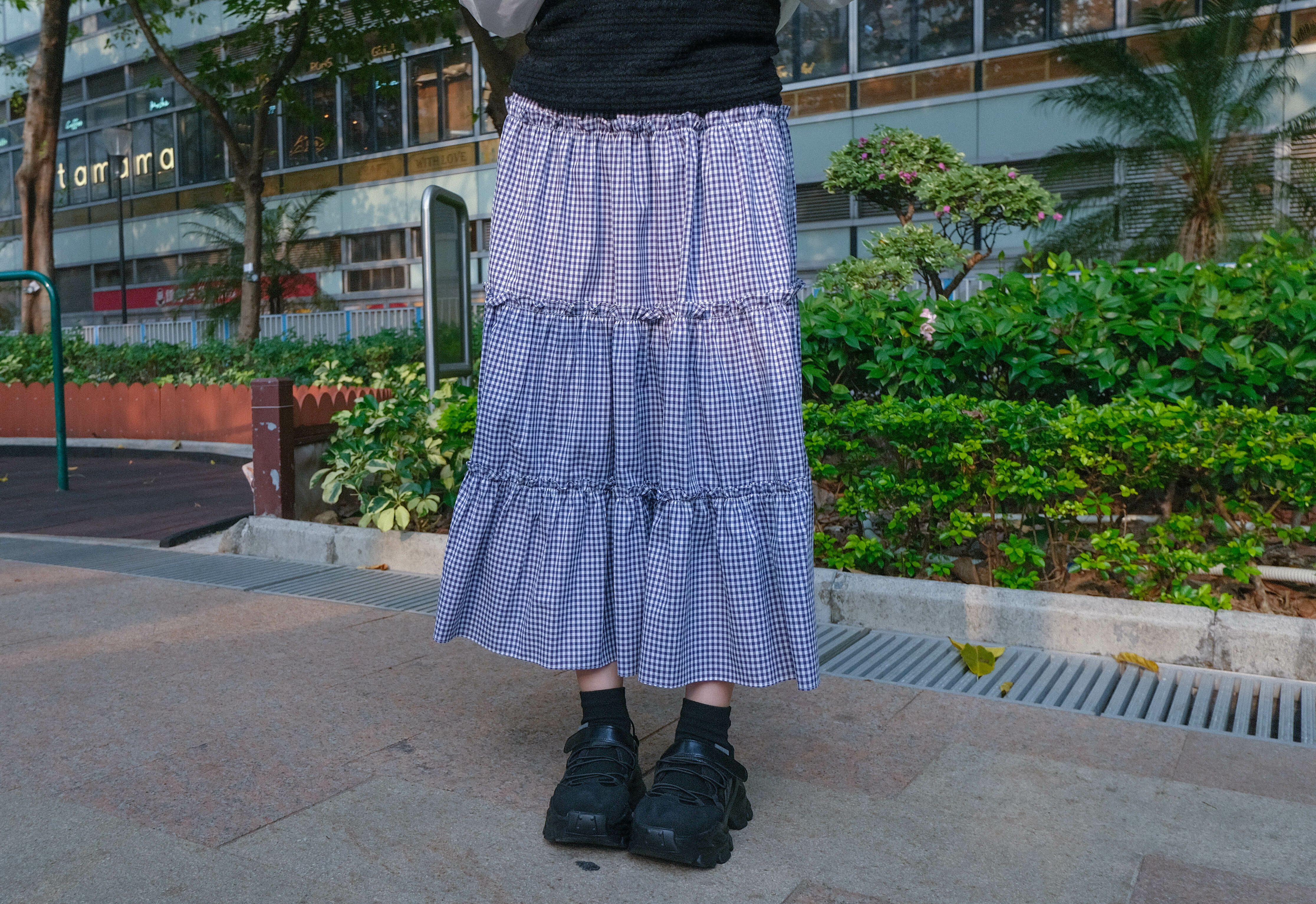 藍色格仔蛋糕裙