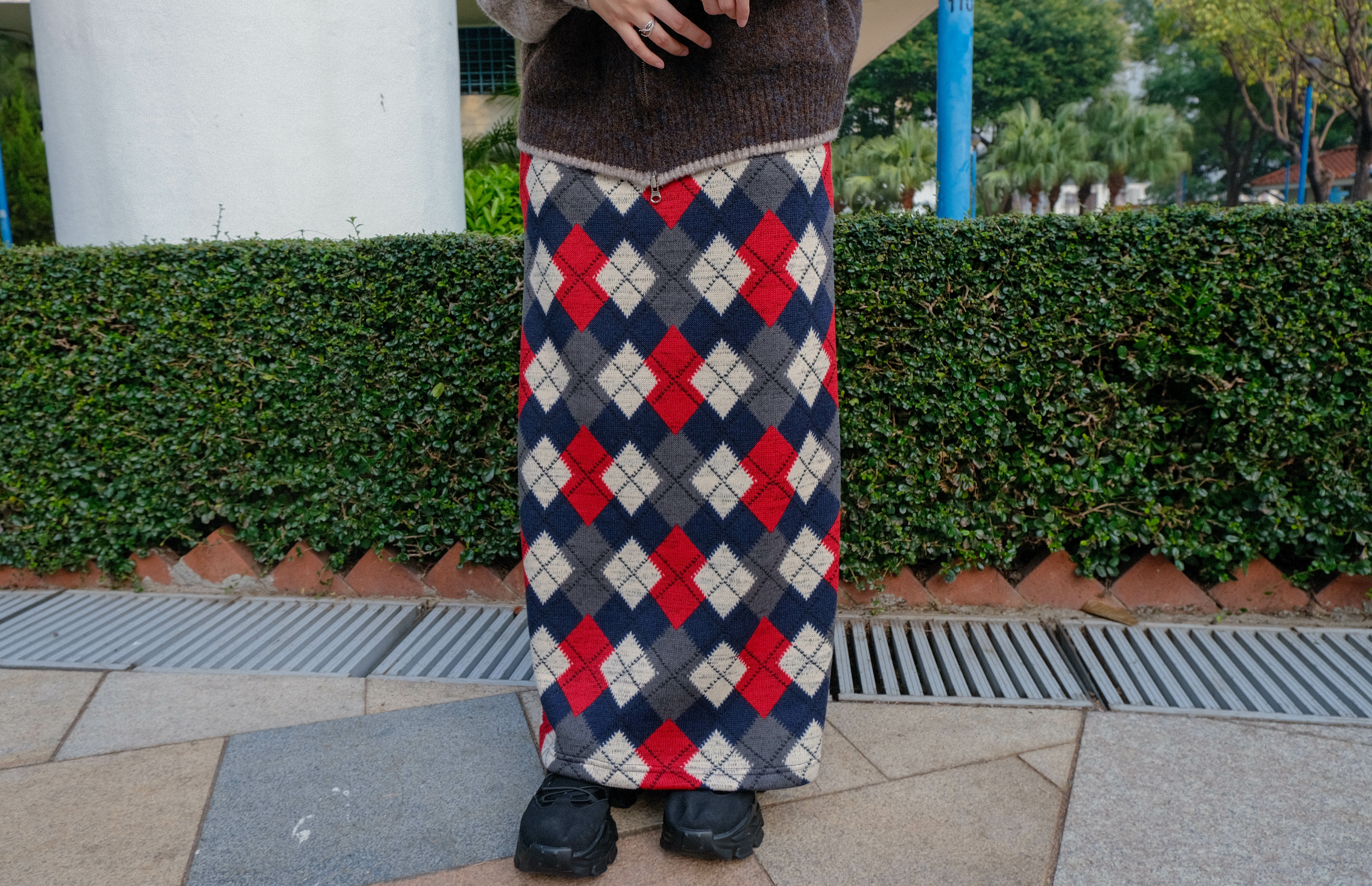 Vintage菱格針織裙