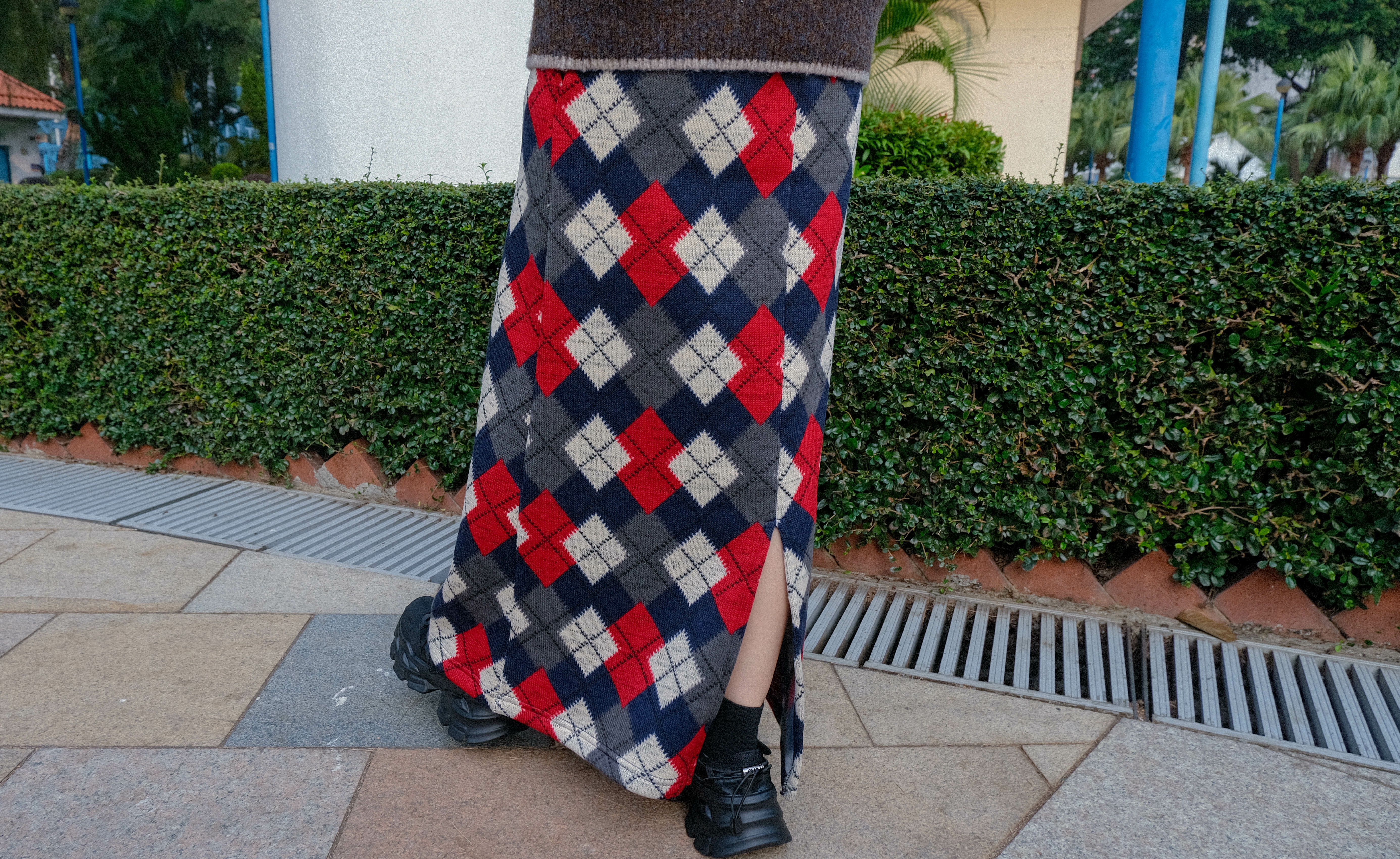 Vintage菱格針織裙