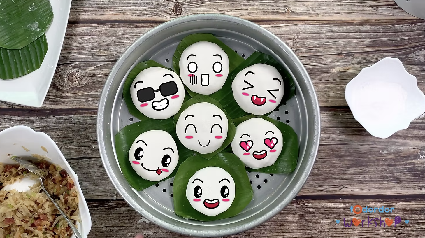 蕉葉上刷上一層油