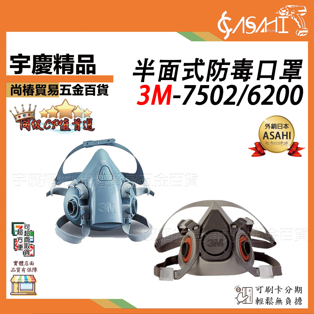 附發票｜3M 7502、6200防毒面具｜防毒口罩 矽膠材質 柔軟觸感更舒適安全 全新專案