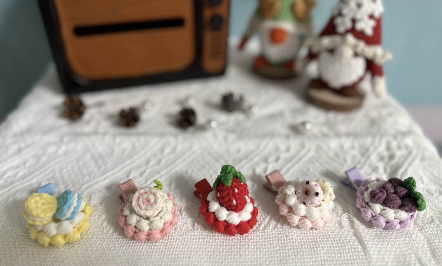 彰化分會｜手工編織蛋糕髮夾-樣式隨機出貨-2個