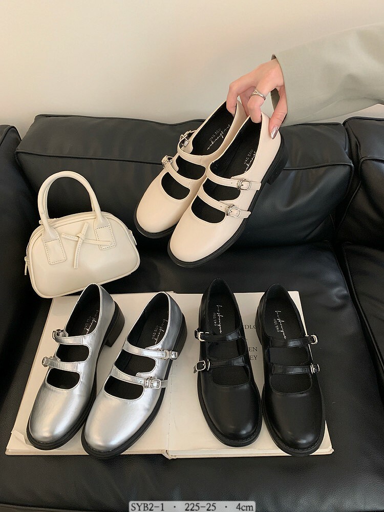 SYB2-1韓國復古雙扣瑪莉珍小皮鞋