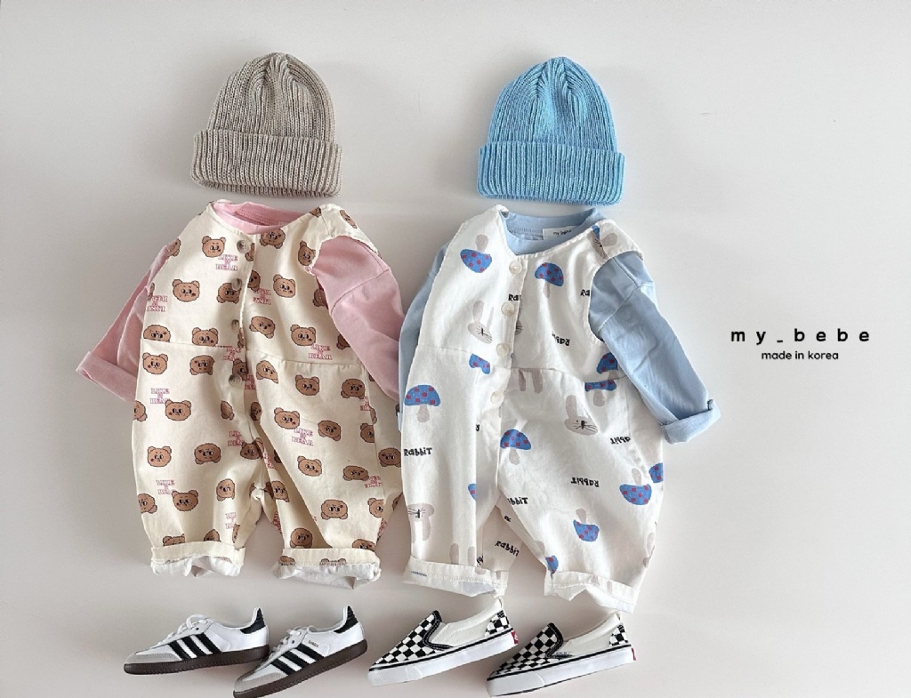 🇰🇷 正韓-Mybebe DXHA滿版吊帶褲、連身褲｜韓國童裝