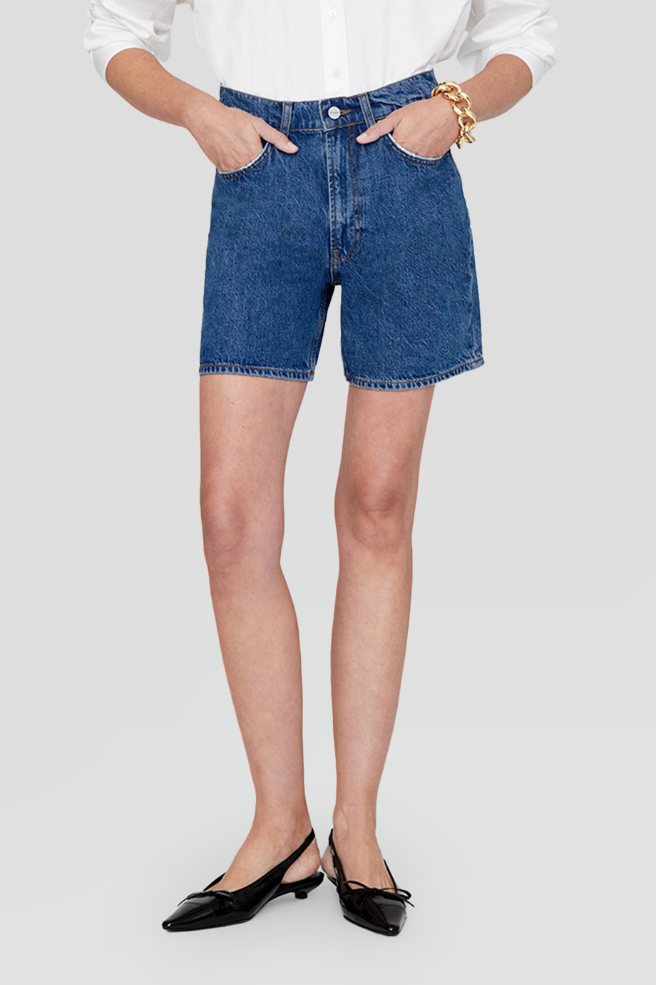 Anine Bing｜KAT 高腰水洗牛仔短褲