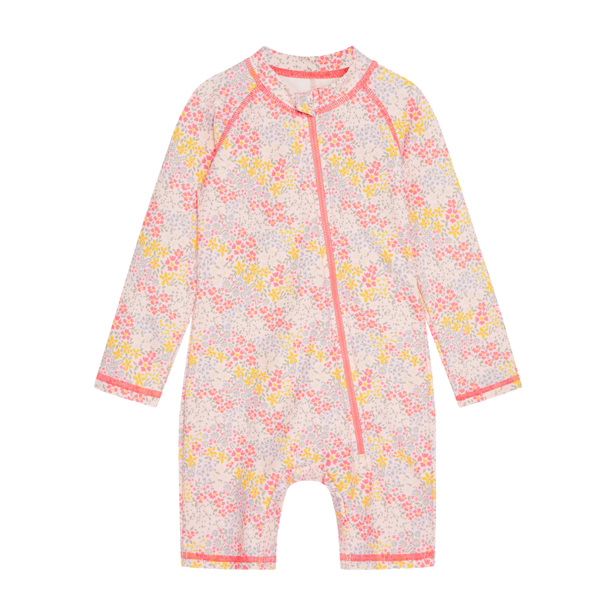 〖 Hust & Claire 〗粉嫩小碎花長袖防曬連身泳衣