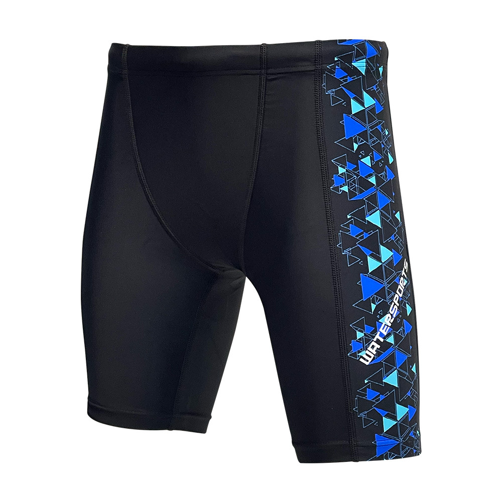 少年數碼印花 V-cut 及膝泳褲 - 黑