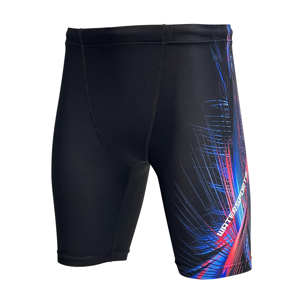 男童數碼印花 V-cut 及膝泳褲 - 黑