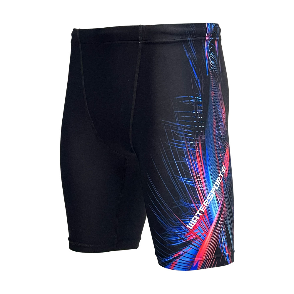 男童數碼印花 V-cut 及膝泳褲 - 黑