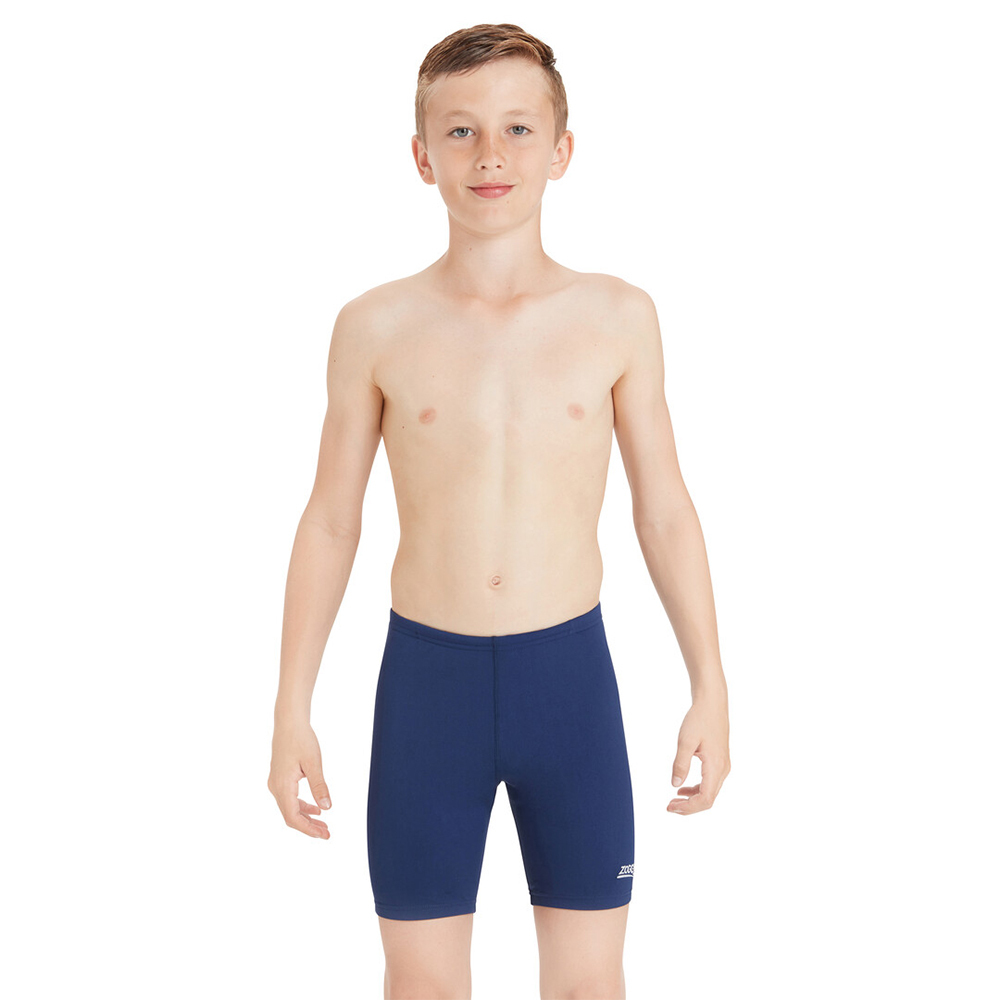 ZOGGS 男孩素色運動五分泳褲-藍