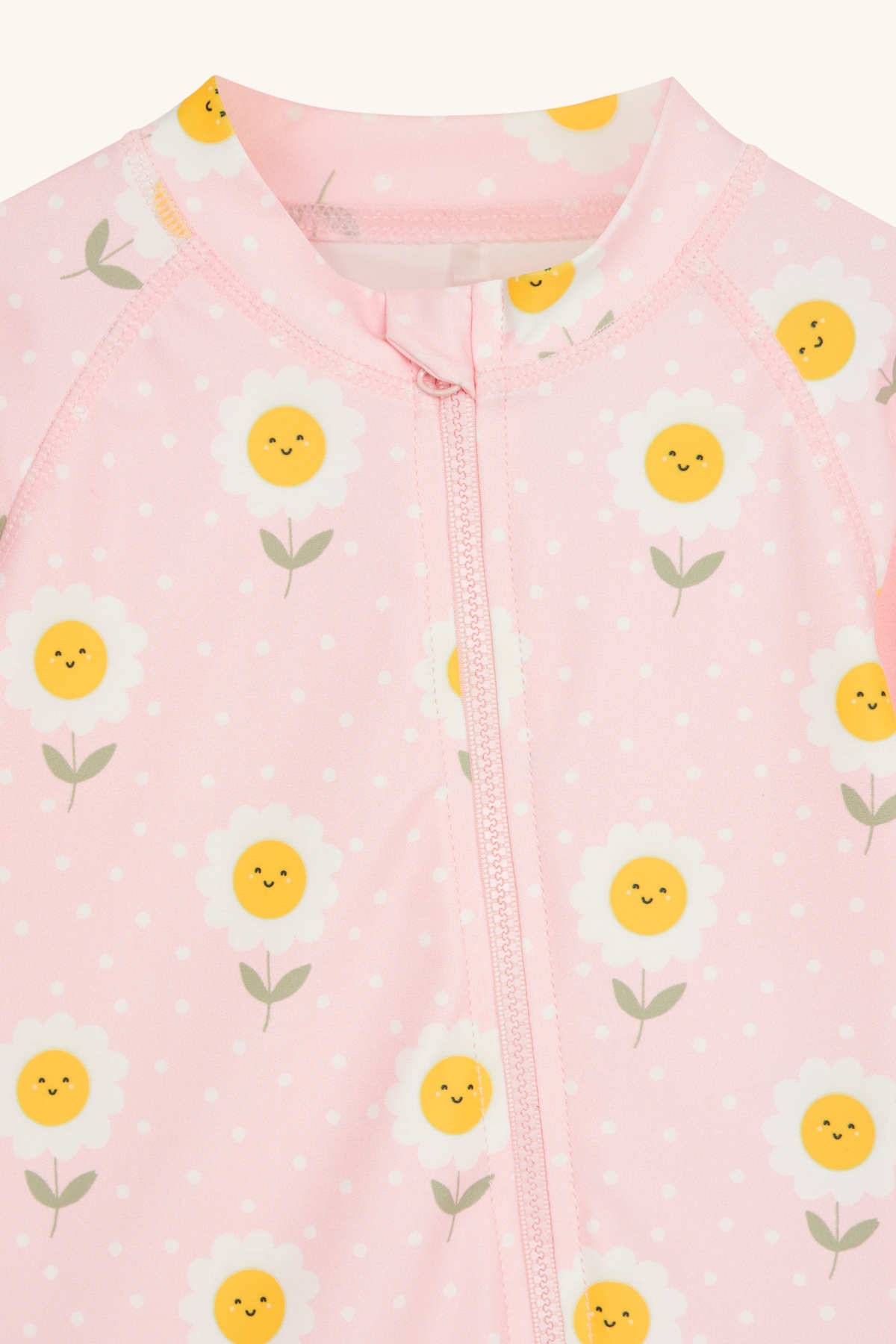 〖 Hust & Claire 〗粉色微笑小花長袖防曬連身泳衣