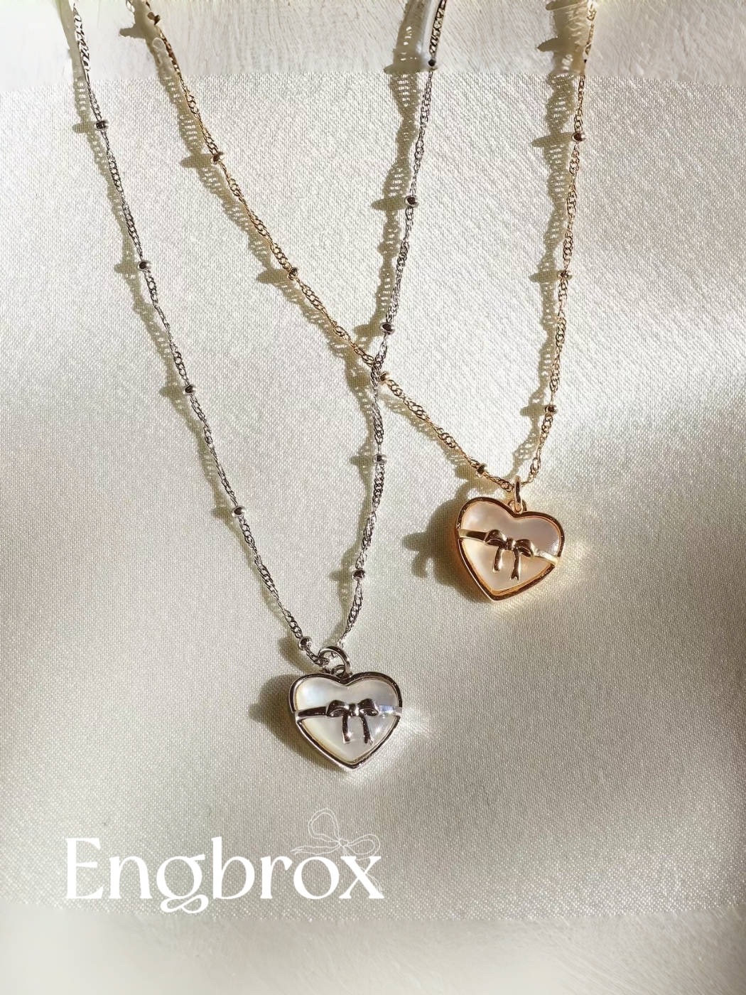 <女團明星同款>ENGBROX 韓國限定 蝴蝶結 925銀 珍珠貝母 項鍊