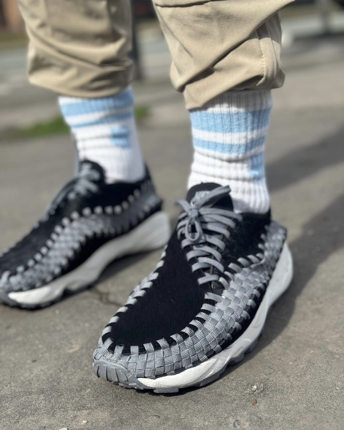 預購 NIKE AIR FOOTSCAPE WOVEN 編織鞋 黑灰馬毛 低筒休閒鞋