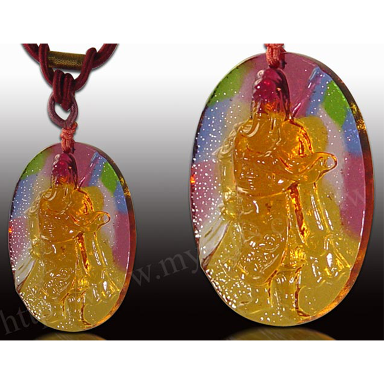 鹿港窯水晶琉璃|關公項鍊 忠義護身招財辟邪事業興旺