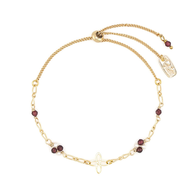 《嘉義意象》配天宮 • 牡丹花祝福 – 珍珠石榴石 – 手鍊