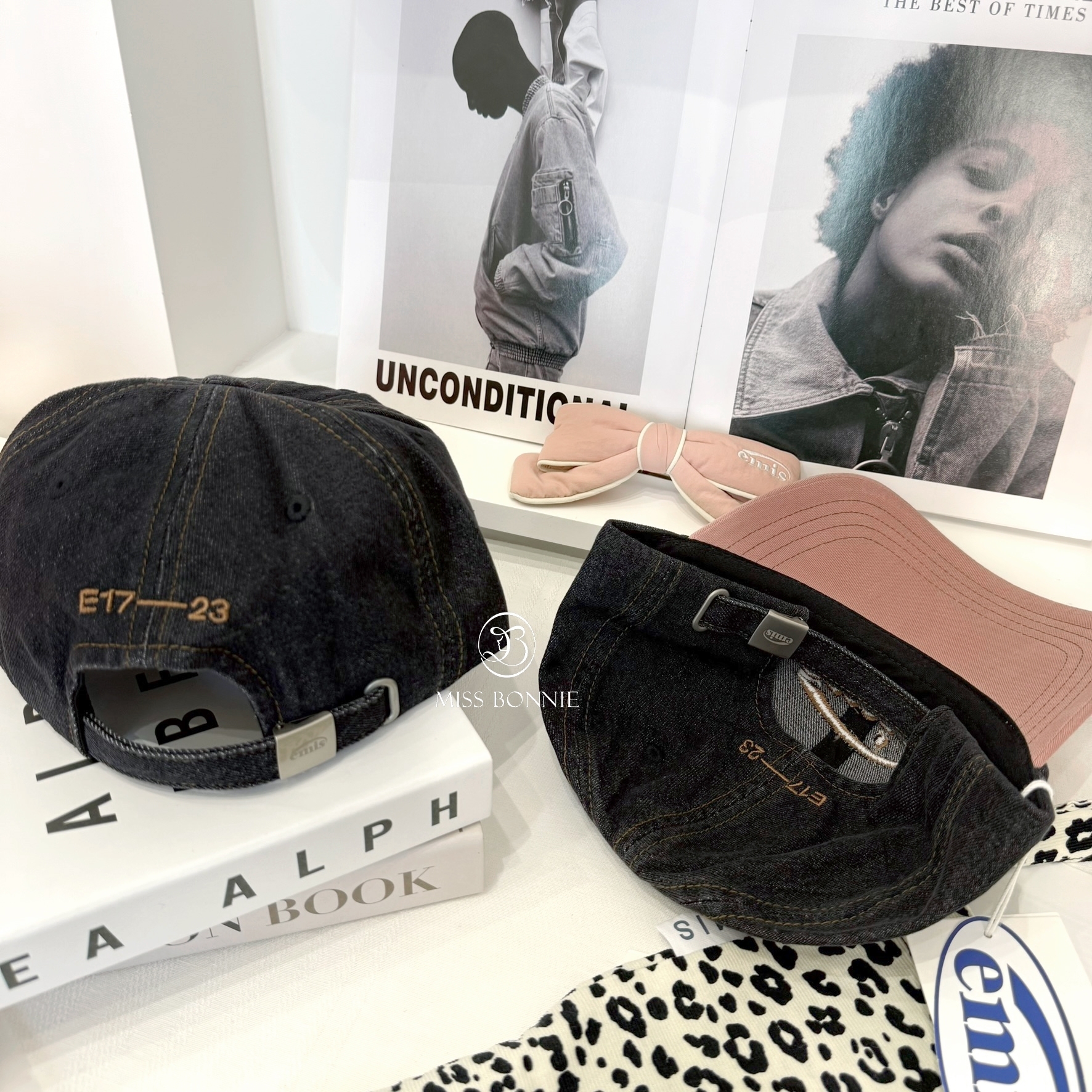 Emis牛仔雙色拼接棒球帽(共2色)