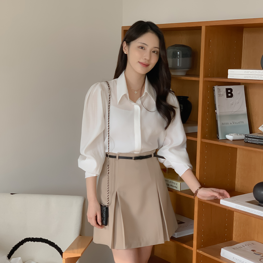 【🌸早春新品 】Meroa 柔霧雲朵襯衫( 2 colors) 附綁帶