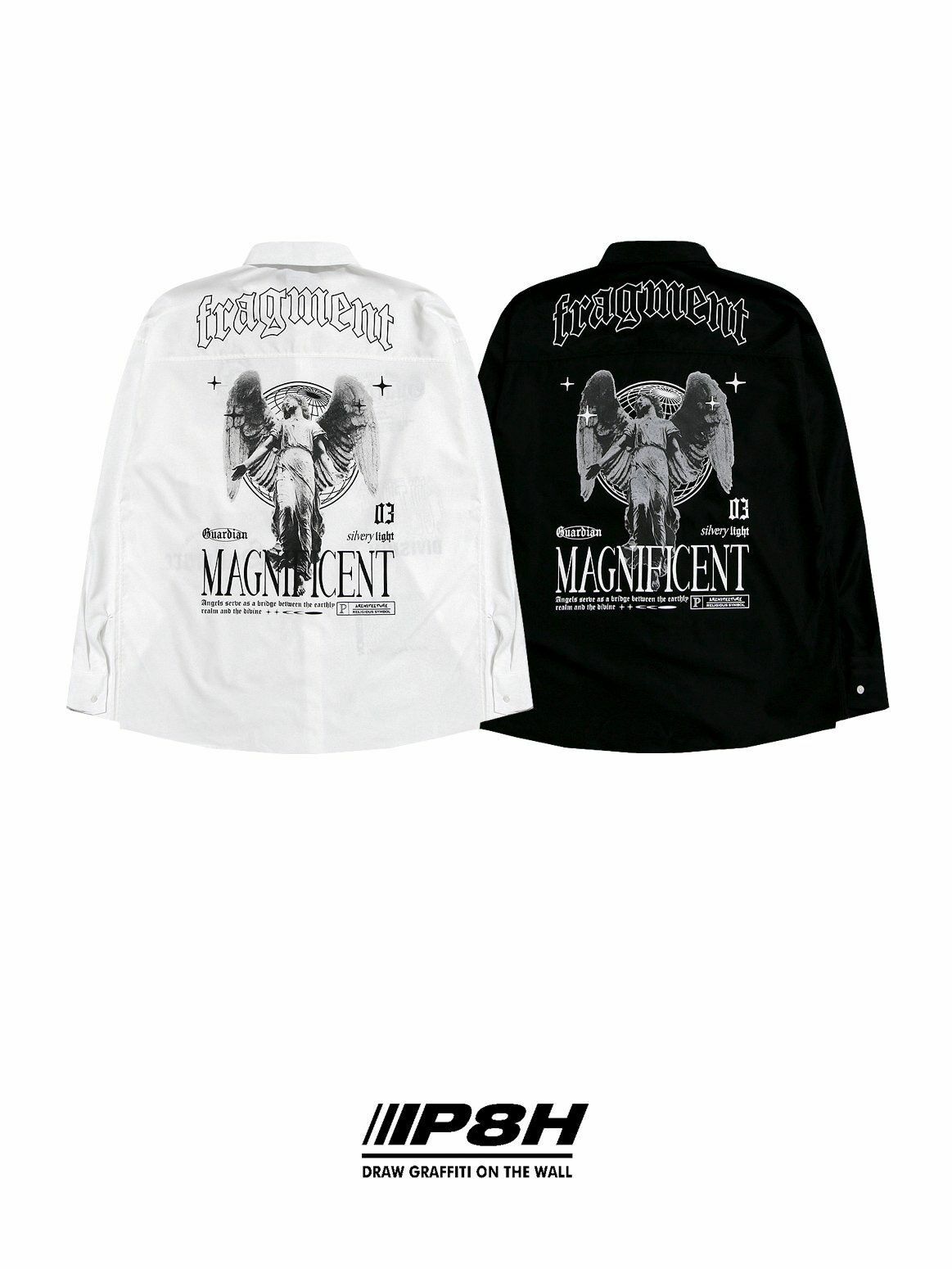 英文字圖案長袖恤衫 PLUS82HIYA-117S