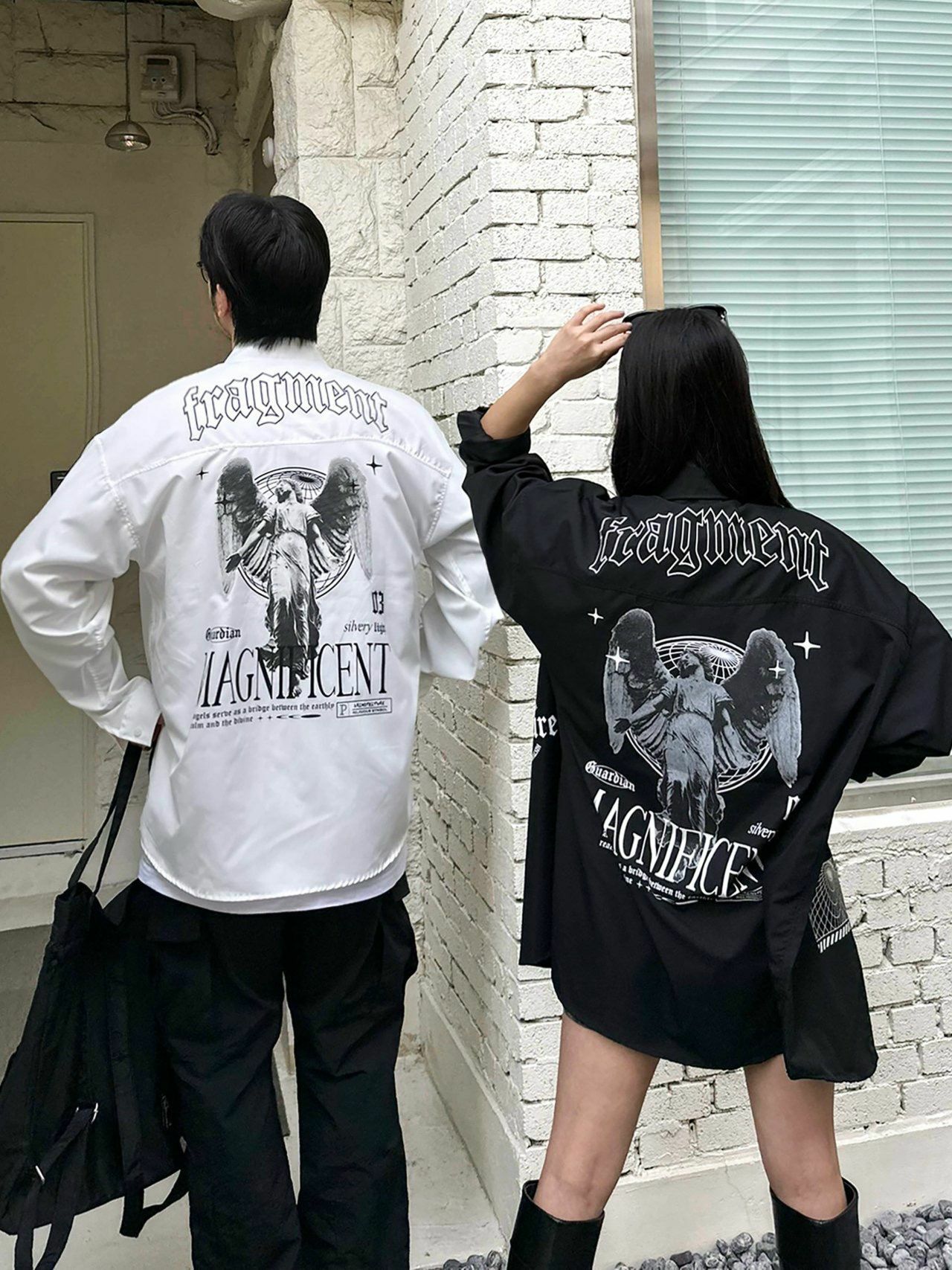 英文字圖案長袖恤衫 PLUS82HIYA-117S