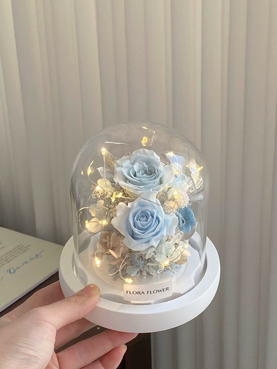 迷你款永生花夜燈－海鹽藍