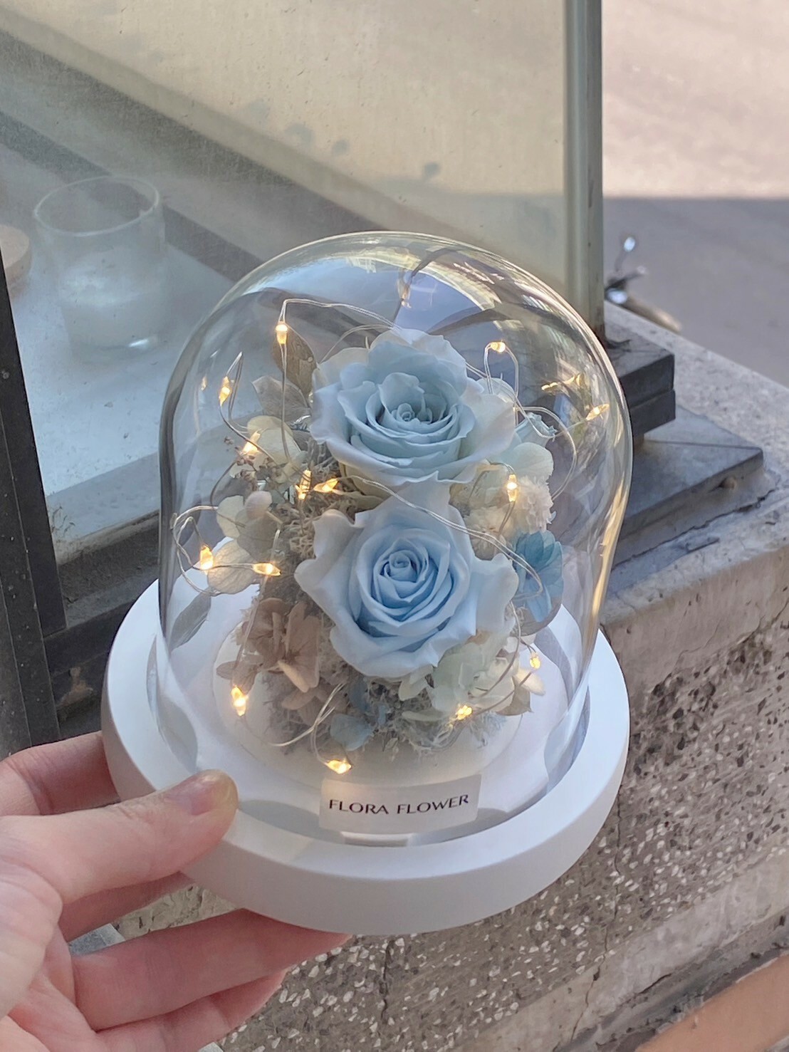 迷你款永生花夜燈－海鹽藍