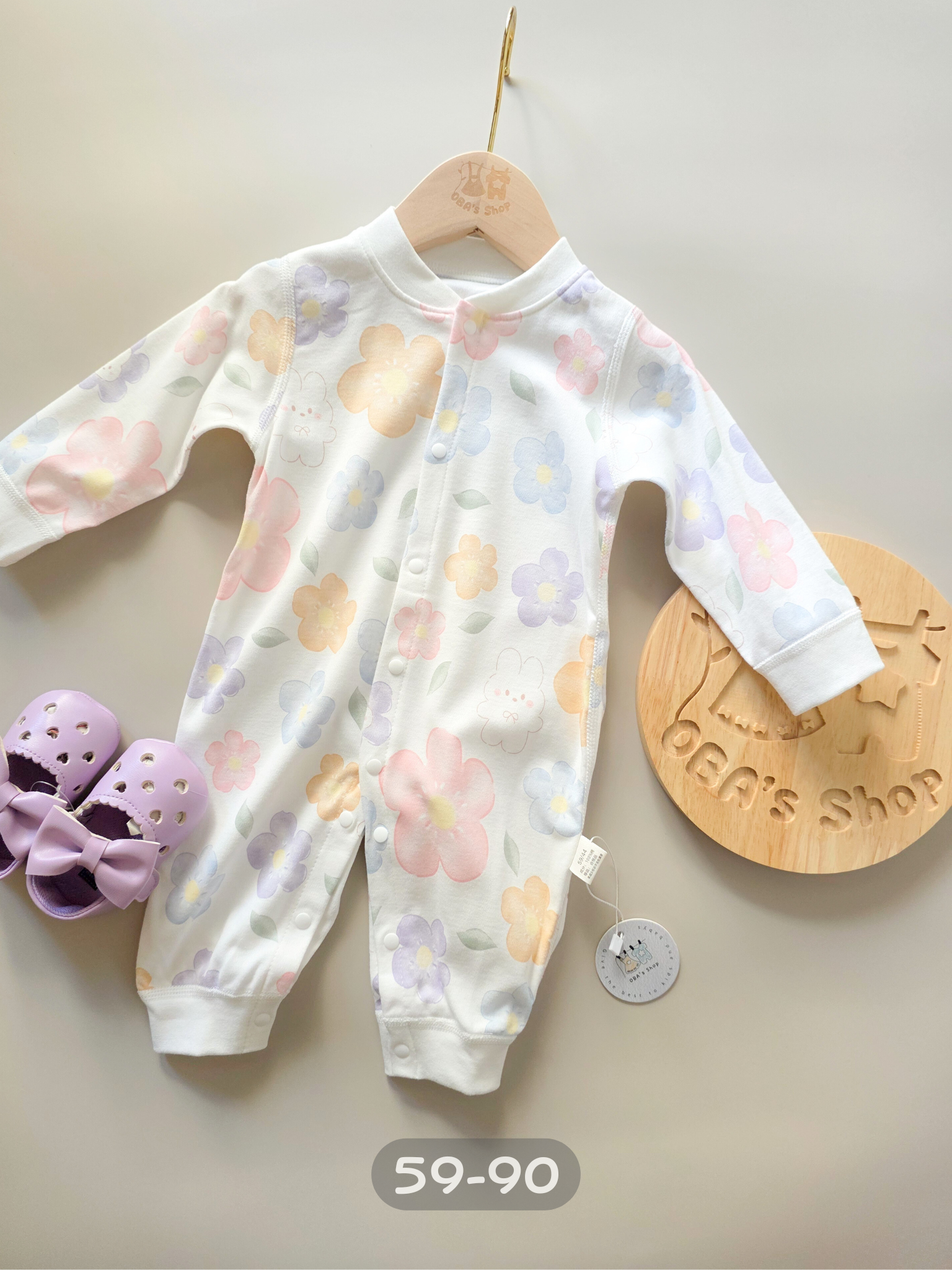 淺色花花 長袖連身衣