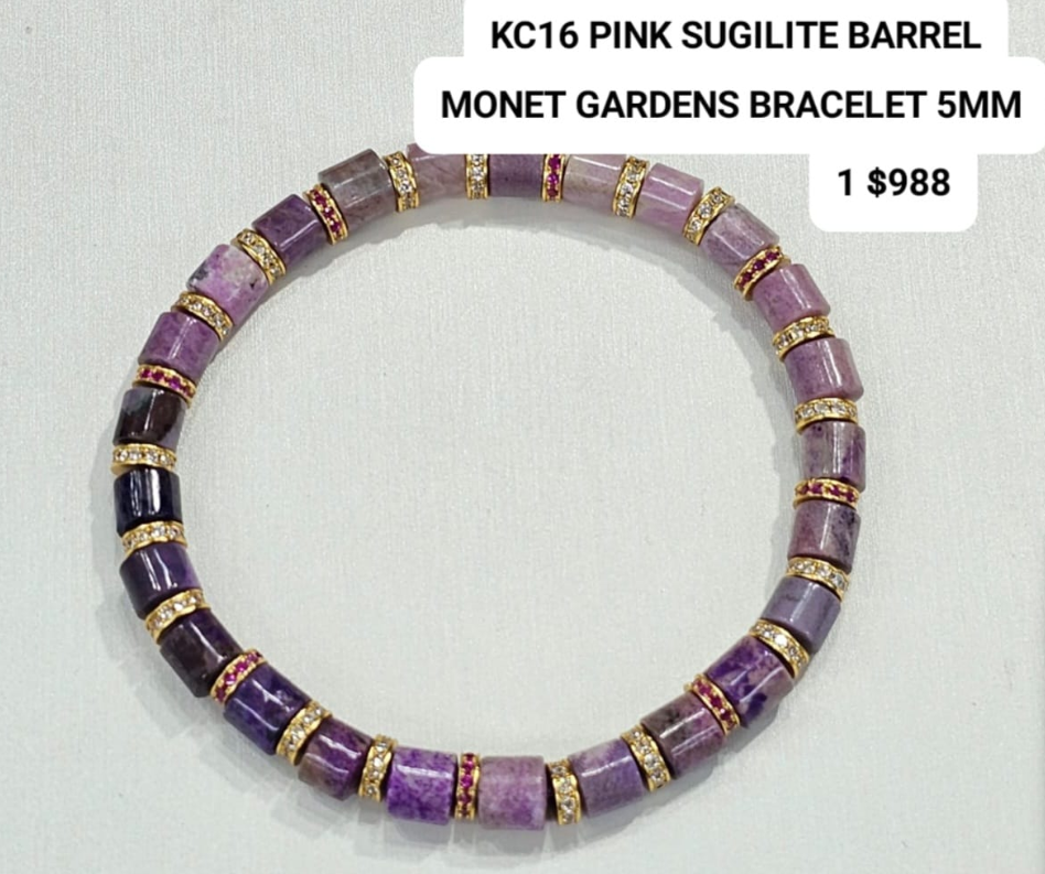1 KC16 PINK SUGILITE BARREL MONET GARDENS BRACELET 5MM