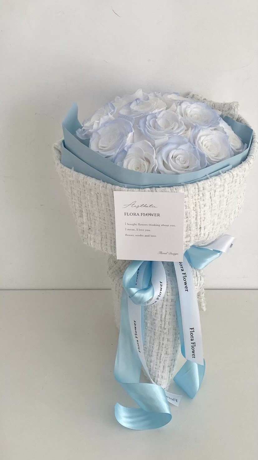 俄羅斯永生花束 - 冬日冰川藍