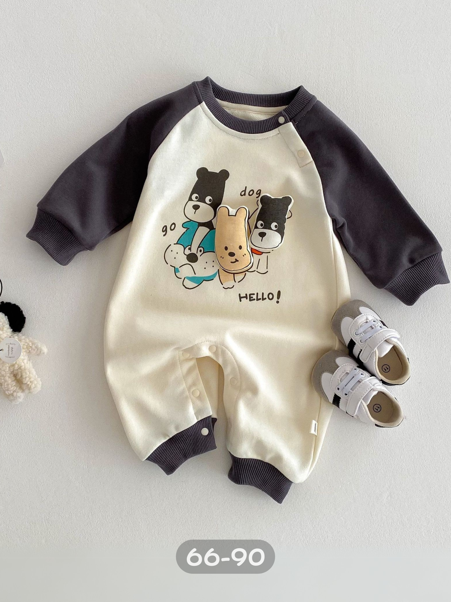 立體狗狗 長袖連身衣