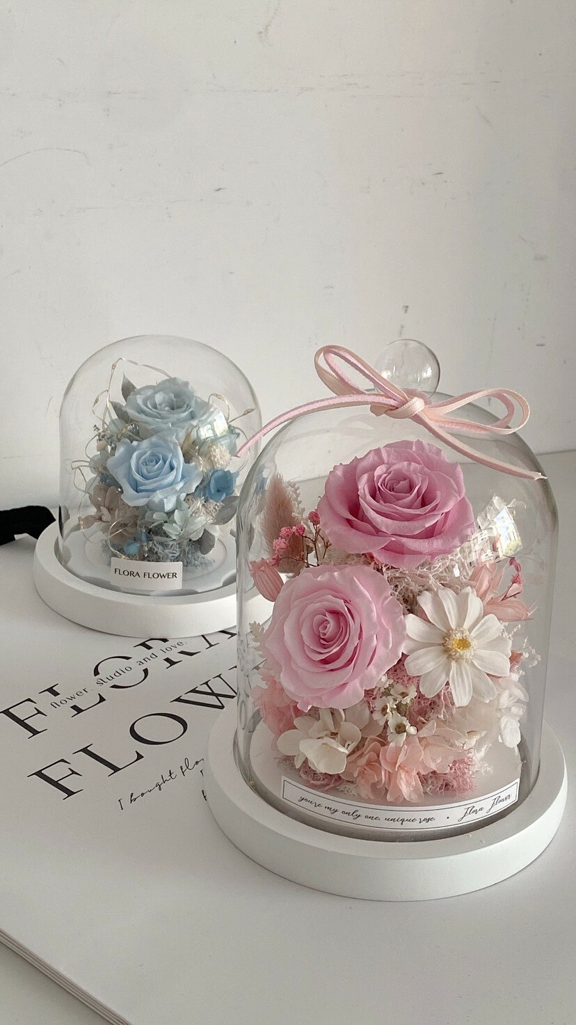 永生花夜燈 - 甜粉百日菊