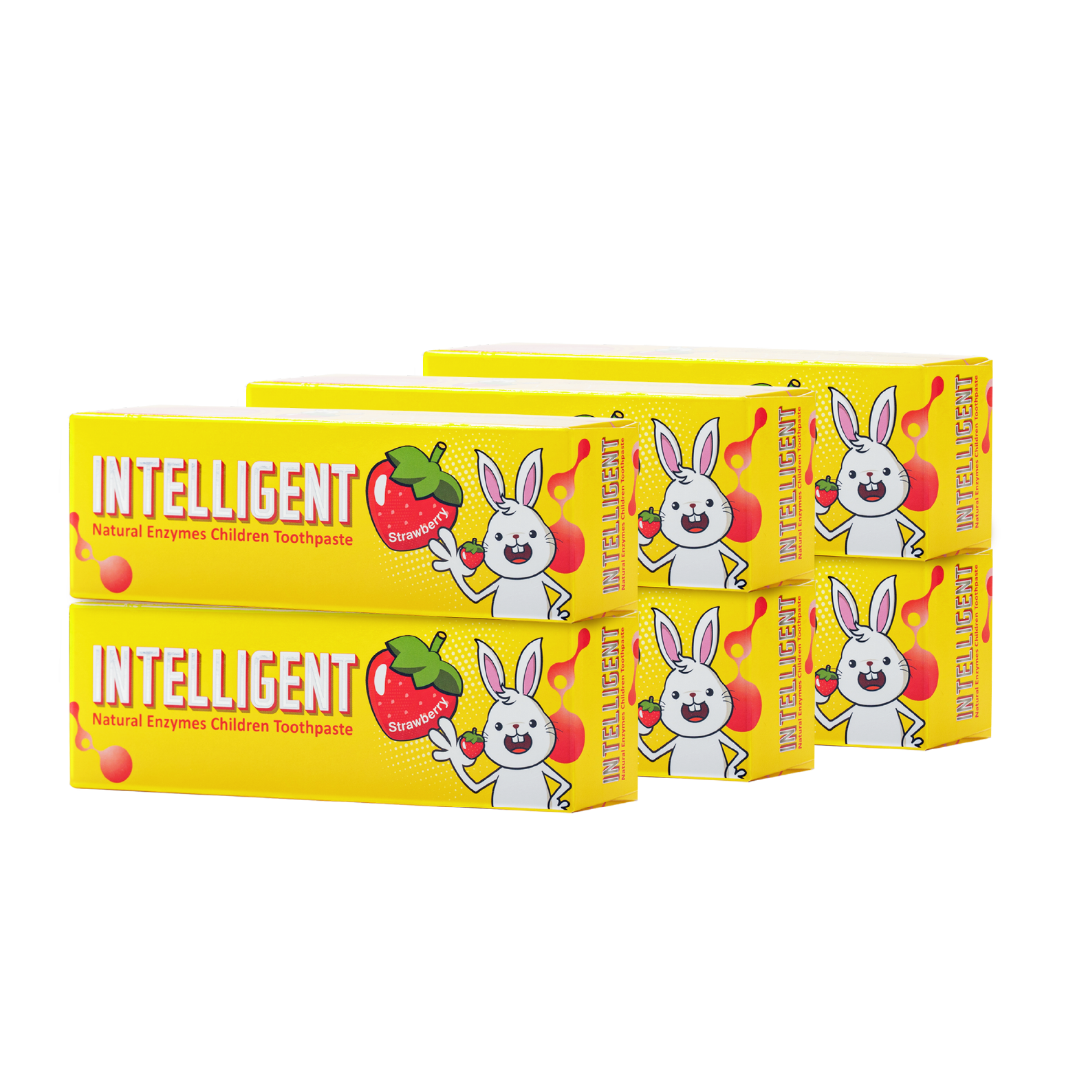INTELLIGENT 因特力淨兒童酵素牙膏【草莓】 40g x6