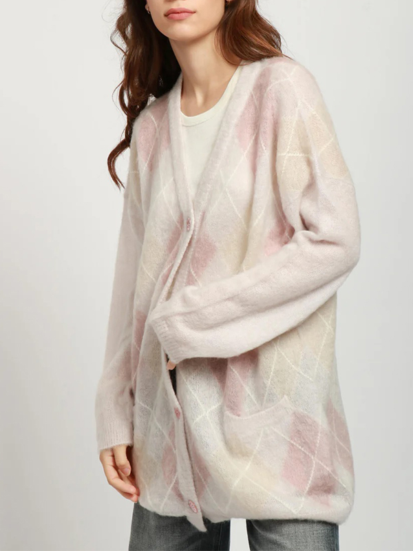 Semicouture 菱格紋毛海排釦外套(淺粉)