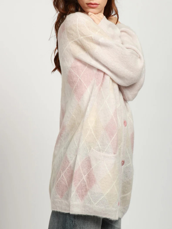 Semicouture 菱格紋毛海排釦外套(淺粉)