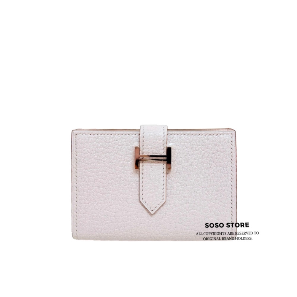 Hermes Bearn Compact Walle - Mauve Pâle / Shw