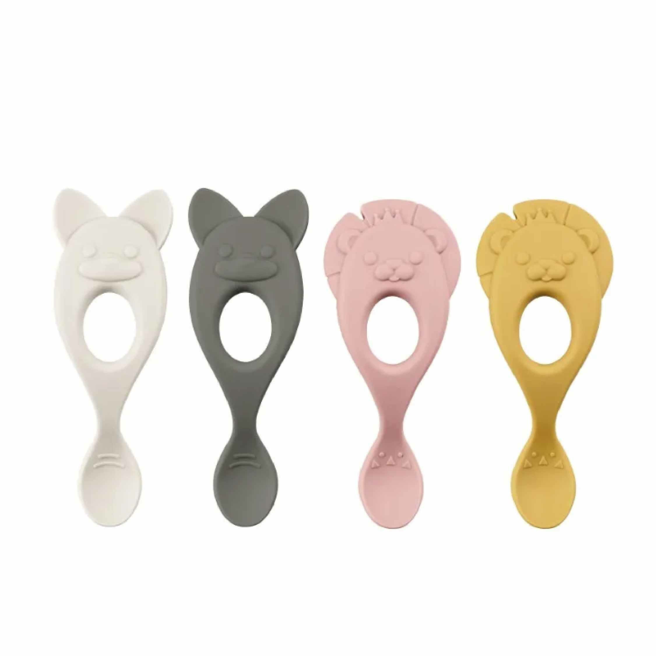 MOTHER-K 鉑金矽膠學習湯匙 獅子/狐狸款(4m+)