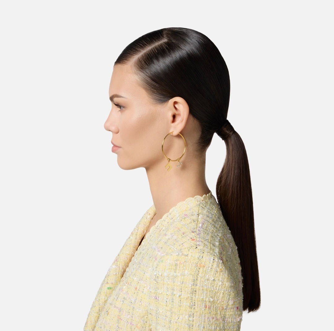 ‍‍Elisabetta Franchi  LOGO造型水鑽圓形耳環